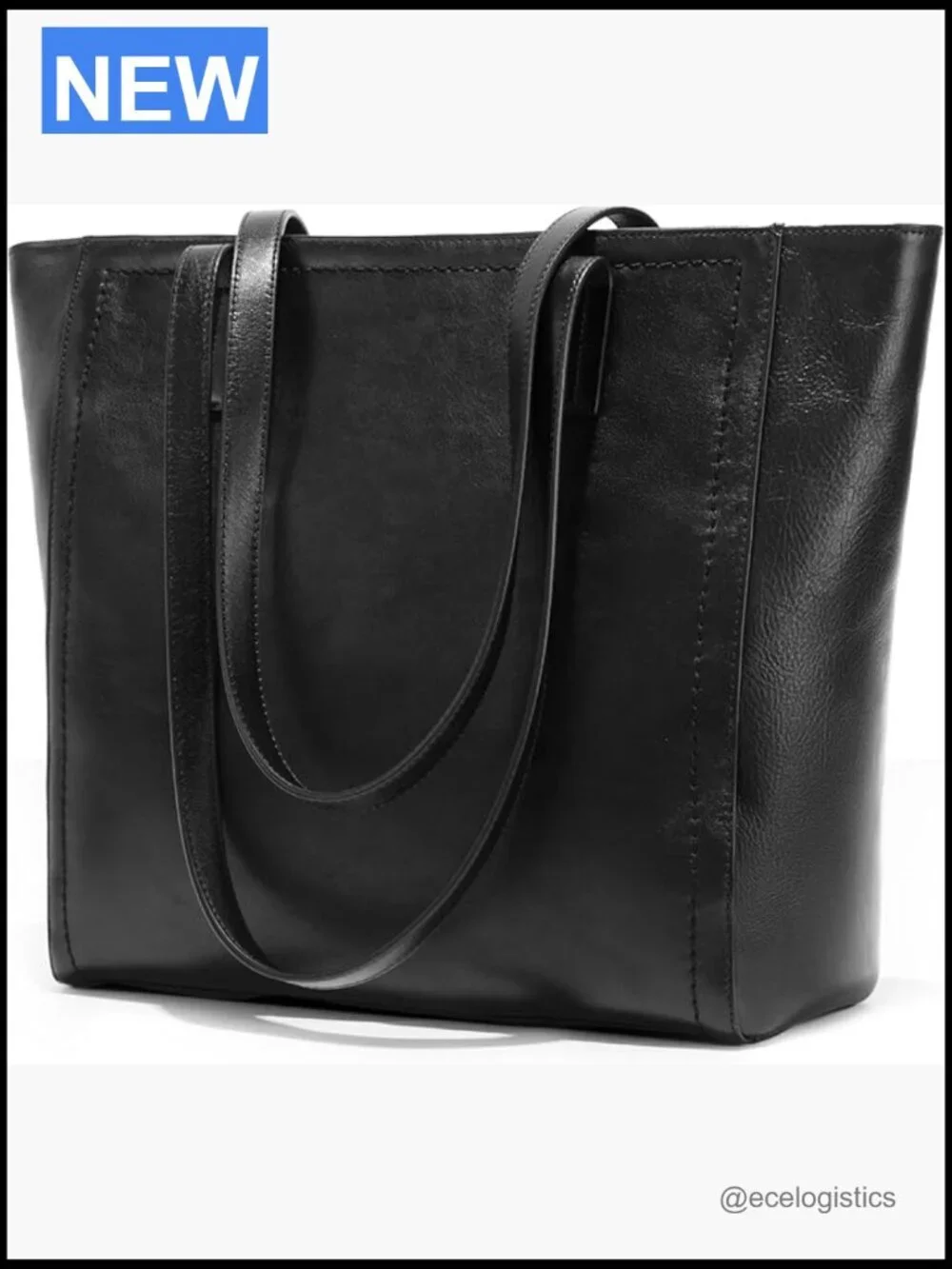 Vintage Genuine Leather Work Tote Bag Large with Laptop Compartment Zipper